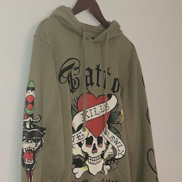 Ed Hardy Men's Love Kills Slowly Hoodie Size Medium - Picture 3 of 5